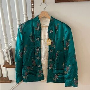 Reversible Chinese Embroidered Teal Jacket